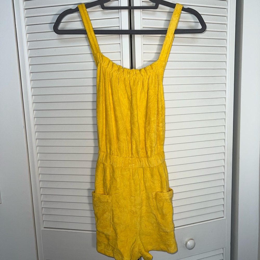 Zara yellow terry cloth romper size small